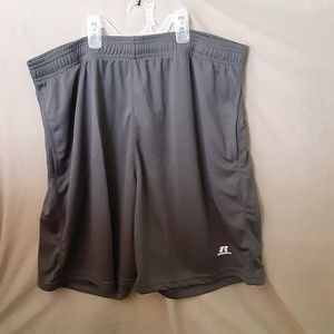 Russell Athletic Mens Active Shorts 1XL Gray/Black Dri-Power 100% Polyester NWT!